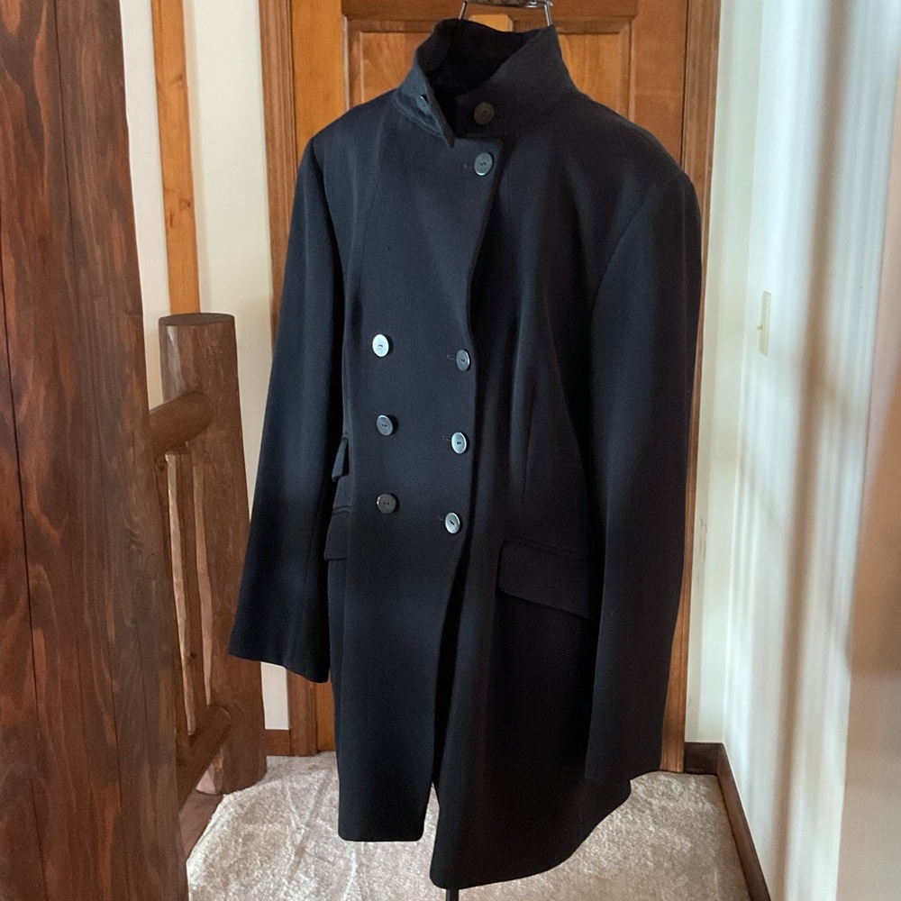 DKNY VINTAGE BLACK WOOL COAT, 14